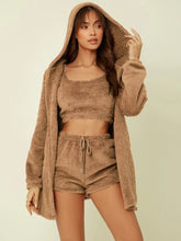 3-teiliges Flanell-Lounge-Set mit Kapuze und Bindeband vorne